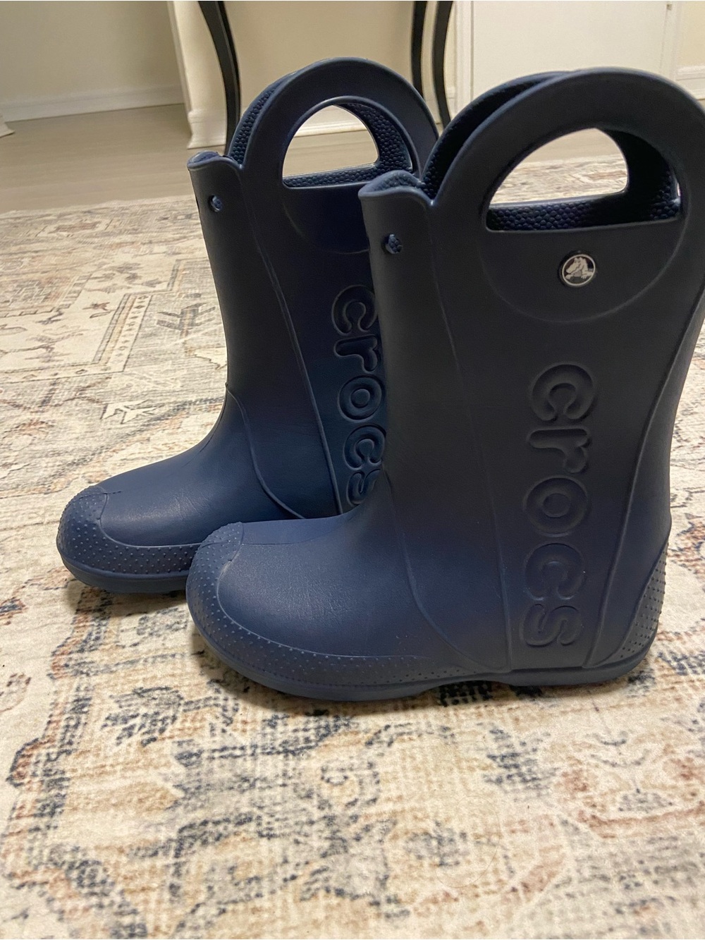CROCS Kids Navy Handle Rain Boots